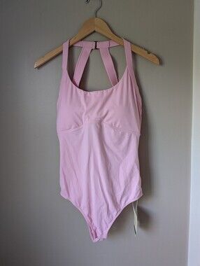 HALARA Light Pink One-Piece Bodysuit with Strappy Back